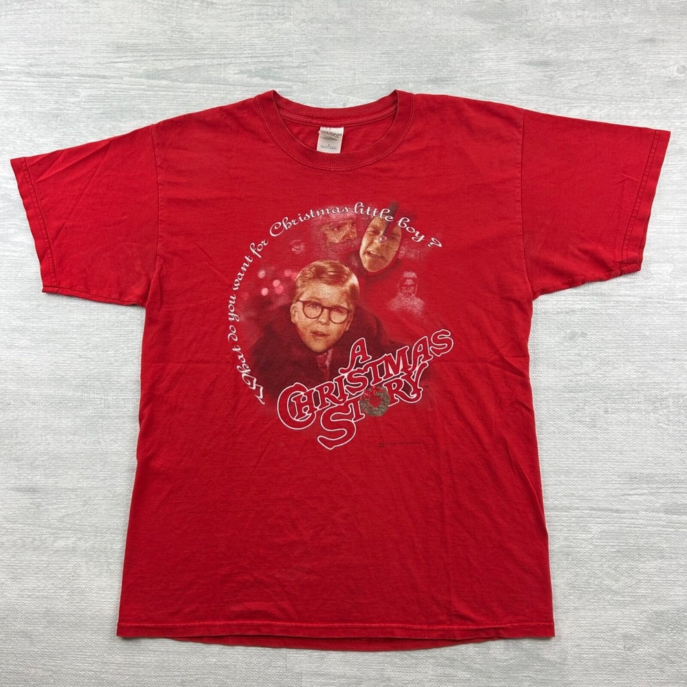 Vintage 2003 A Christmas Story Shirt Size Large Red Movie Promo Holiday